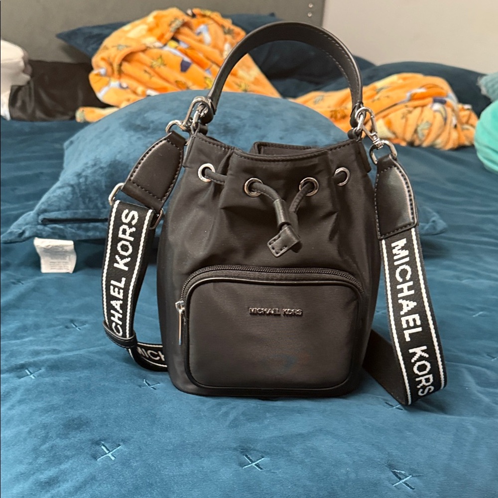 Michael Kors Black Drawstring Bucket Bag